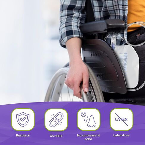 حقيبة تصريف البول من AMZ Medical Supply 2000 مل، 67.6 أونصة، عبوة من 3 أكياس قسطرة بول شفافة للرجال والنساء، أكياس بول PVC للاستعمال مرة واحدة للقسطرة مع أنبوب تصريف 48 بوصة، غرفة مضادة للارتجاع، مشبك in Kuwait