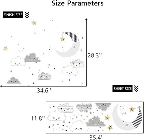 ملصقات جدارية على شكل قمر ونجوم وسحاب، ملصقات حائط لطيفة على شكل سحاب قابلة للإزالة، ورق جدران على شكل نجمة قمر كرتونية، ديكور جداري لحضانة Good Night DIY للأطفال الأولاد والبنات وغرفة نوم الأطفال (وجه مبتسم) in Kuwait