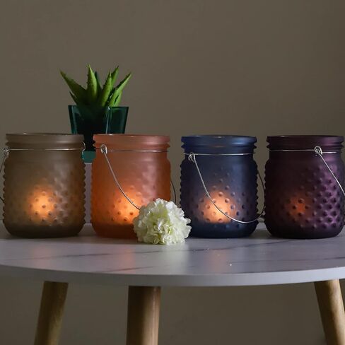 Candle Holders Votive Candle Holders Hurricane Candle Holders Wire Handle Stained Glass Candle Holders,Tea Light Candle Holders for Home Decor Table Valentines Décor Wedding Décor vase(4 Pack) in Saudi Arabia