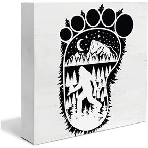 Camping Wooden Box Sign Home Decor Adventure Square Wood Sign Desk Decoration Camping Wood Block Plaque Box Sign for Shelf Home 5 x 5 Inches