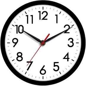 AKCISOT Atomic 10 Inch Wall Clock Analog Clocks for Indoor Kitchen-Silent Battery Operated Clock for Bedroom Office Classroom Living Room(Silver)