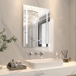 مرآة حائط للحمام بإضاءة LED مقاس 32 × 24 بوصة من ExBrite، مضادة للضباب، قابلة للتعتيم، الوقت ودرجة الحرارة، ضوء ليلي، لون قابل للتعديل، 90+ CRI، مقاومة للماء IP44، مثبتة على الحائط in Kuwait