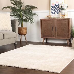 Superior Indoor Large Shag Area Rug with Non-Skid Foam Backing, Ultra-Soft and Fluffy Shaggy Rugs for Living Room, Bedroom, Office, Dining, Home Floor Decor, California Collection, Ivory, 4' X 6' in Saudi Arabia