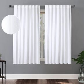 72 Inch Cotton Curtains, Textured Cotton Reverse Tab Top Window Curtains - Reusable Duck Slub 50 Inch Wide Back Tab Cotton Curtains 2 Panel Sets For Living Room Kitchen Bedroom - 50x72 Inch White in Kuwait