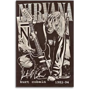 CZOURPVU NIRVANA ملصق كورت كوبين ملصق فرقة ملصق روك ملصق ديكور فني لوحة فنية جدارية جمالية لديكور غرفة النوم 16 × 24 بوصة (40 × 60 سم) نمط-3 in Kuwait