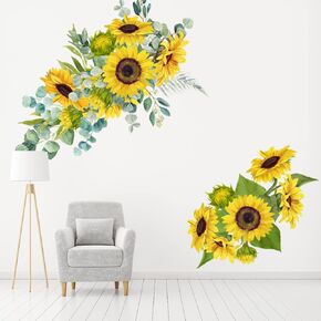 Sunflower Garden Floral Wall Stickers Decals, Sunflower Fresh Flower Decor Wallpaper Mural for Nursery Kids Bedroom Home Classroom in Kuwait