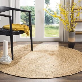 SAFAVIEH Area Rug 6x9 Oval - Natural Fiber Collection - Natural Brown, Handmade Jute, Braided Border Design (NF801N) in Saudi Arabia