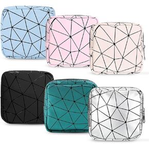 Sanitary Napkin Storage Bag, 6PCS Leather Portable Period Kit Bag Menstrual Cup Pouch for Teen Girls Women, Mini Waterproof Tampon Bags with Zipper, Travel Menstrual Period Sanitary Pouch, Period Bag in Kuwait