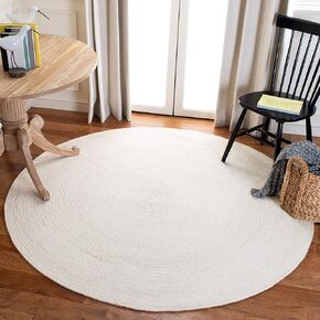 SAFAVIEH Braided Collection 5' Round Beige BRD901B Handmade Country Cottage Reversible Wool Entryway Foyer Living Room Bedroom Kitchen Area Rug in Saudi Arabia