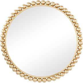 CosmoLiving by Cosmopolitan Metal Room Wall Mirror Entryway Mirror with Bead Detailing, Wall Mounted Mirror 36" x 1" x 36", Gold in Kuwait