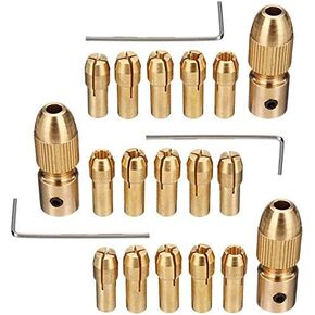 Mesee 0.5-3mm Brass Drill Chucks, Micro Electric Drill Bit Chuck Collet Mini Twist Drill Chuck Set with Allen Wrench for Rotary Tools Fits 2mm Shaft, 7Pcs/Set, 3 Set in Saudi Arabia