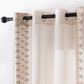 Boho Curtains for Living Room Bedroom Cream Sheer Curtains 84 Inches Long 2 Panels set Grommet Beige Embroidered Curtains Neutral Bohemian Window Curtains for Rustic Farmhouse Decor, 52x84 Taupe in Kuwait