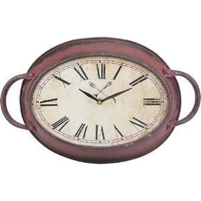 stonebriar sb-6075 a معدنية عالية لسهول باللون الأحمر يصدأ ساعة حائط بيضاوية الشكل in Kuwait