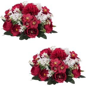 Wedding Flowers for Centerpieces Flower Ball - 2 Pcs Artificial Centerpieces Flower, Small Peony Balls for Centerpieces, Fake Flower Balls Arrangement Bouquet for Party, Anniversary, Home, White