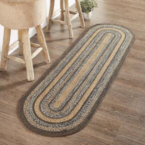 VHC Brands Espresso Rug Hall Runner with PVC Pad, Jute Blend, Oval, Brown Black Tan, 22x72 inches in Kuwait