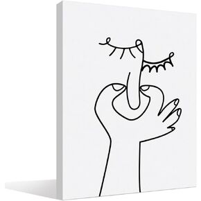 BIWSHA Funny Bathroom Decor,Funny Toilet Canvas Wall Art,Holding Nose Humor Bathroom Decor,Black White Minimalist Wall Print Decor for Bathroom Toilet Washroom Restroom 11x14 Inch