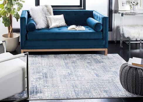 SAFAVIEH Amelia Collection Runner Rug - 2'2" x 6', Blue & Grey, Modern Abstract Distressed Design, Non-Shedding & Easy Care, Ideal for High Traffic Areas in Living Room, Bedroom (ALA786M) in Saudi Arabia