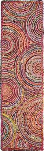 SAFAVIEH Cape Cod Collection Area Rug - 9' x 12', Red & Multi, Handmade Boho Braided Circles Jute & Cotton, Ideal for High Traffic Areas in Living Room, Bedroom (CAP203A) in Saudi Arabia