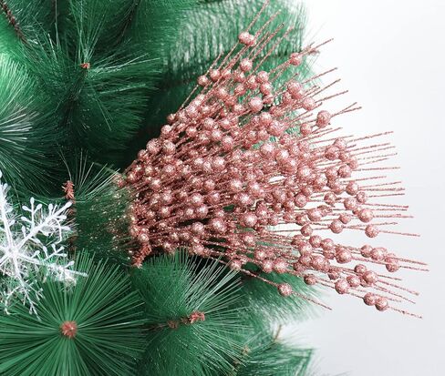 18 Pack Artificial Glitter Berry Stem Ornaments 15.7in Decorative Christmas Picks Glittery Bead Sticks Branches for Christmas Tree Decor DIY Wreath Crafts Home Decor (Red) in Saudi Arabia