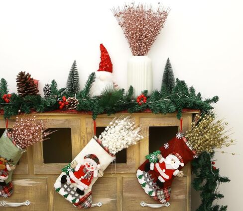 18 Pack Artificial Glitter Berry Stem Ornaments 15.7in Decorative Christmas Picks Glittery Bead Sticks Branches for Christmas Tree Decor DIY Wreath Crafts Home Decor (Red) in Saudi Arabia