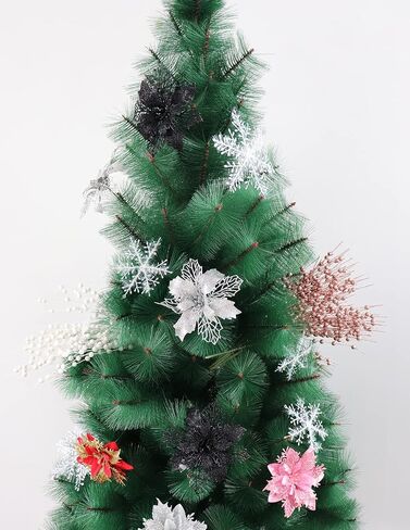 18 Pack Artificial Glitter Berry Stem Ornaments 15.7in Decorative Christmas Picks Glittery Bead Sticks Branches for Christmas Tree Decor DIY Wreath Crafts Home Decor (Red) in Saudi Arabia