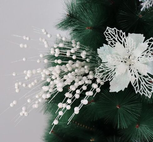 18 Pack Artificial Glitter Berry Stem Ornaments 15.7in Decorative Christmas Picks Glittery Bead Sticks Branches for Christmas Tree Decor DIY Wreath Crafts Home Decor (Red) in Saudi Arabia