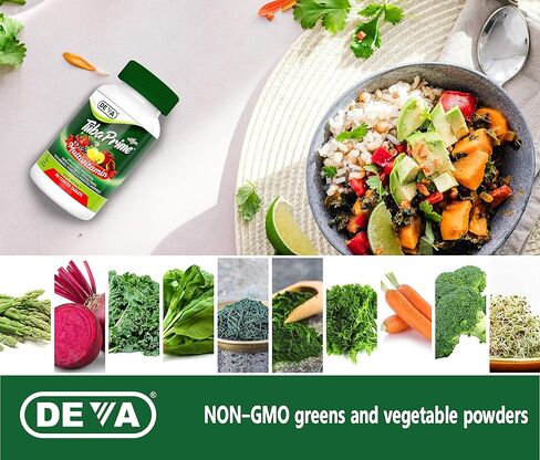 DEVA Tuba Prime Vegan Multivitamin Iron-Free High-Potency Vitamin & Mineral Dietary Supplement Antioxidants, Fruit & Veg Blend, Super Mushrooms, Probiotics, Prebiotics, Seeds, Herbs 90 Tabs 2-Pack in Kuwait