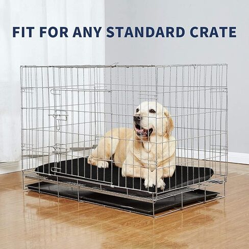 سرير كلب بانكو كبير جدًا مقاس 42 بوصة، وسادة قفص للكلاب، بساط قفص سرير متين وقابل للغسل ومقاوم للماء، سرير قفص ناعم من إسفنج الذاكرة قابل للتنفس، سرير كلب مهدئ لتقويم العظام (أسود، 41 × 29 × 2) in Kuwait