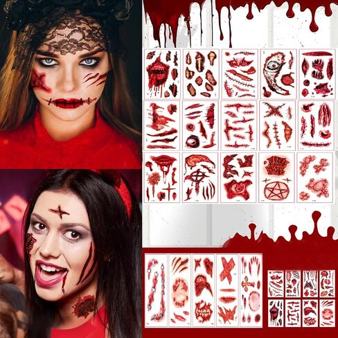 118Pcs Halloween Bloody Handprint Footprint Window Stickers Wall Stickers Halloween Stickers Halloween Bathroom Decor Halloween Party Halloween Decorations (10 Sheets) in Kuwait