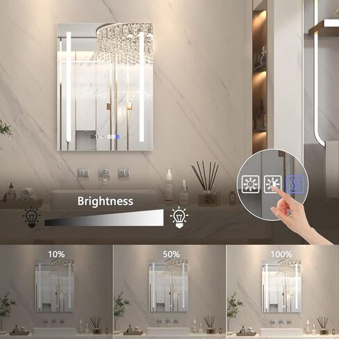 مرآة حائط للحمام بإضاءة LED مقاس 32 × 24 بوصة من ExBrite، مضادة للضباب، قابلة للتعتيم، الوقت ودرجة الحرارة، ضوء ليلي، لون قابل للتعديل، 90+ CRI، مقاومة للماء IP44، مثبتة على الحائط in Kuwait