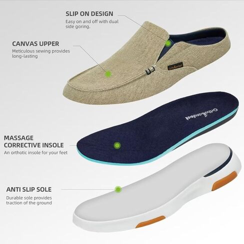 أحذية OrthoComfoot المريحة للرجال بدون كعب وأحذية سهلة الارتداء، التهاب اللفافة الأخمصية، تخفيف آلام القدم والكعب، شباشب كاجوال لتقويم العظام، أحذية المشي على شكل قارب لمرضى السكري in Saudi Arabia