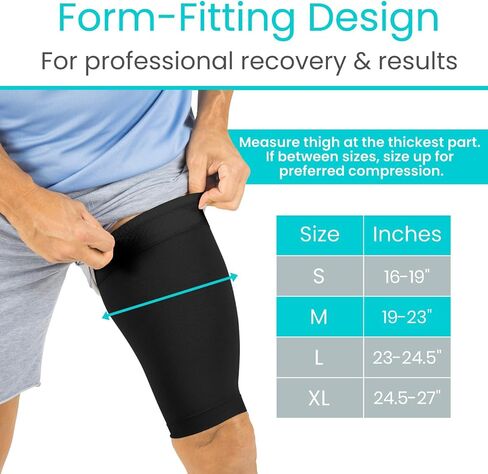 Vive Thigh Compression Sleeve (2 Pack) Hamstring Brace For Upper Thigh - Breathable Leg Support Wrap For Men & Women - Non Slip Elastic Sleeve For Pain Relief, Groin, Sciatica & Quadriceps Tendonitis in Saudi Arabia