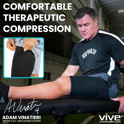 Vive Thigh Compression Sleeve (2 Pack) Hamstring Brace For Upper Thigh - Breathable Leg Support Wrap For Men & Women - Non Slip Elastic Sleeve For Pain Relief, Groin, Sciatica & Quadriceps Tendonitis in Saudi Arabia