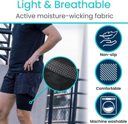 Vive Thigh Compression Sleeve (2 Pack) Hamstring Brace For Upper Thigh - Breathable Leg Support Wrap For Men & Women - Non Slip Elastic Sleeve For Pain Relief, Groin, Sciatica & Quadriceps Tendonitis in Saudi Arabia