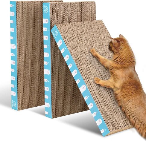 3 Pack ZooZoo Cat Scratching Board Set, Plain Cat Scratching Post Pad Made of Durable Corrugated Cardboard for Stress Relief, Pet Scratcher Fidget Toy Gift Claw Comfort in Kuwait