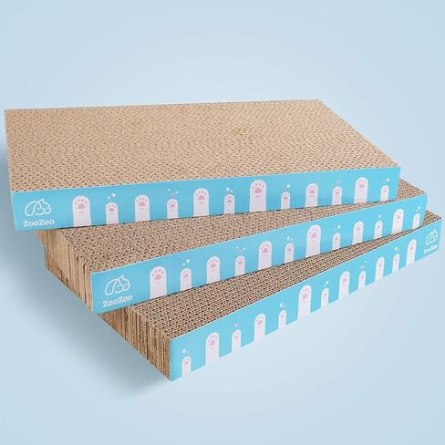 3 Pack ZooZoo Cat Scratching Board Set, Plain Cat Scratching Post Pad Made of Durable Corrugated Cardboard for Stress Relief, Pet Scratcher Fidget Toy Gift Claw Comfort in Kuwait