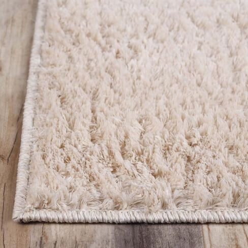 Superior Indoor Large Shag Area Rug with Non-Skid Foam Backing, Ultra-Soft and Fluffy Shaggy Rugs for Living Room, Bedroom, Office, Dining, Home Floor Decor, California Collection, Ivory, 4' X 6' in Saudi Arabia