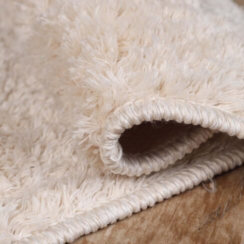 Superior Indoor Large Shag Area Rug with Non-Skid Foam Backing, Ultra-Soft and Fluffy Shaggy Rugs for Living Room, Bedroom, Office, Dining, Home Floor Decor, California Collection, Ivory, 4' X 6' in Saudi Arabia
