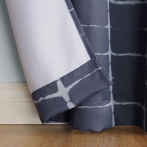 Sun Zero Saki Shibori Print Blackout Grommet Curtain Panel, 40" x 63", Navy Blue in Saudi Arabia
