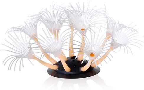 نباتات حوض السمك إيموشنلايت، ديكورات راتنج حوض السمك الاصطناعي ديكور جربر أبيض وبرتقالي، عبوة واحدة in Kuwait