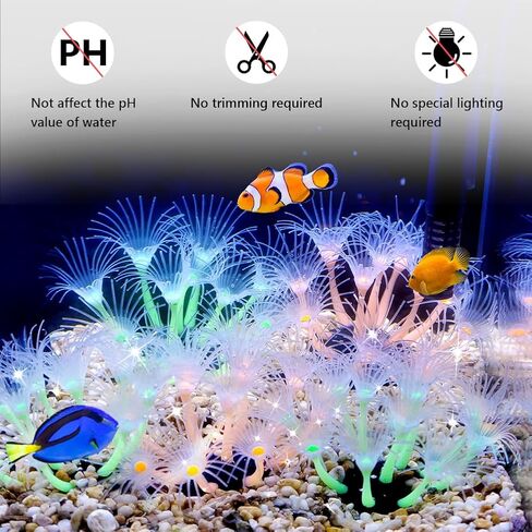 نباتات حوض السمك إيموشنلايت، ديكورات راتنج حوض السمك الاصطناعي ديكور جربر أبيض وبرتقالي، عبوة واحدة in Kuwait