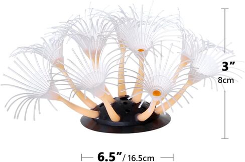 نباتات حوض السمك إيموشنلايت، ديكورات راتنج حوض السمك الاصطناعي ديكور جربر أبيض وبرتقالي، عبوة واحدة in Kuwait