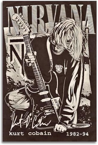 CZOURPVU NIRVANA Poster Kurt Cobain Poster Band Poster Rock Poster Poster Art Decor Painting Aesthetic Wall Art Canvas for Bedroom Decor 16x24inch(40x60cm) Style-3 in Saudi Arabia