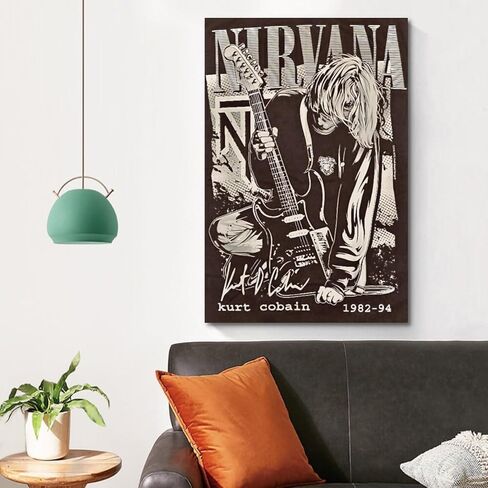 CZOURPVU NIRVANA Poster Kurt Cobain Poster Band Poster Rock Poster Poster Art Decor Painting Aesthetic Wall Art Canvas for Bedroom Decor 16x24inch(40x60cm) Style-3 in Saudi Arabia