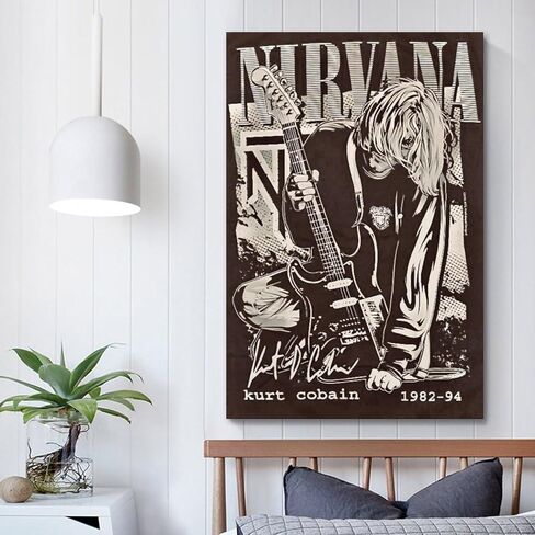 CZOURPVU NIRVANA Poster Kurt Cobain Poster Band Poster Rock Poster Poster Art Decor Painting Aesthetic Wall Art Canvas for Bedroom Decor 16x24inch(40x60cm) Style-3 in Saudi Arabia