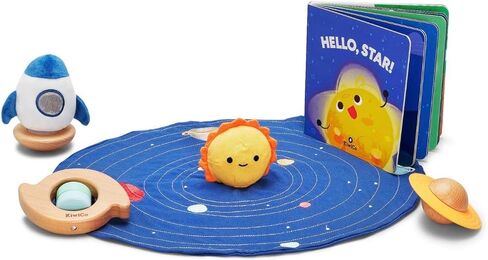 KiwiCo - Sensory Solar System Set with Soft Play Mat, Book, Baby Rattle, Teether Wobbler & Lovey Book Gift Set, Ages 0+ in Kuwait