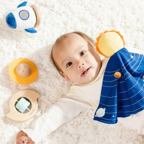 KiwiCo - Sensory Solar System Set with Soft Play Mat, Book, Baby Rattle, Teether Wobbler & Lovey Book Gift Set, Ages 0+ in Kuwait