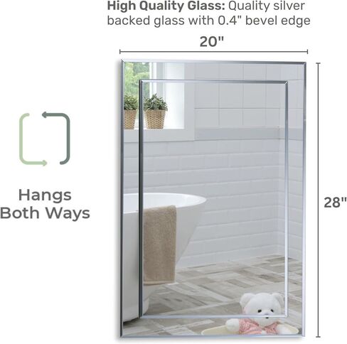 Neue Design Mood Rectangular Bathroom Mirror Wall Mounted (16 x 20 Inch), Double Layer of Glass, Vertical & Horizontal with Beveled Edges for Bathroom Vanity in Saudi Arabia