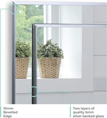 Neue Design Mood Rectangular Bathroom Mirror Wall Mounted (16 x 20 Inch), Double Layer of Glass, Vertical & Horizontal with Beveled Edges for Bathroom Vanity in Saudi Arabia