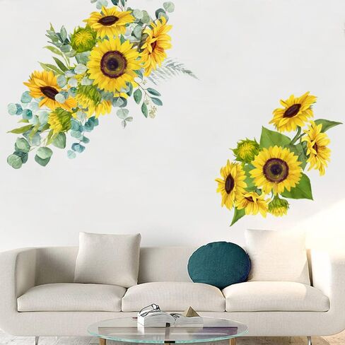 Sunflower Garden Floral Wall Stickers Decals, Sunflower Fresh Flower Decor Wallpaper Mural for Nursery Kids Bedroom Home Classroom in Kuwait